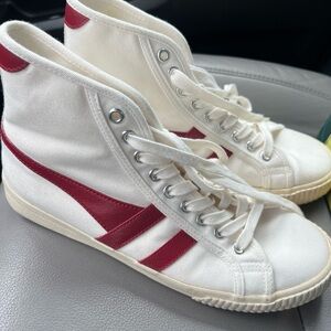 Goal White and dark red High-Top Sneakers